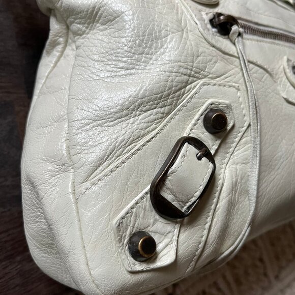 Authentic BALENCIAGA The First Hand Bag Ivory Leather 2005 Awesome - Picture 6 of 16